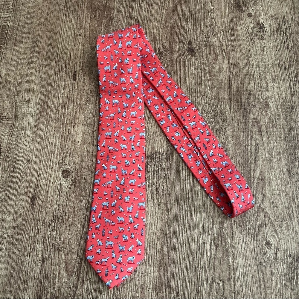 Bird Dog Bay Men’s Necktie Dog Tricks Pink Yellow Silk